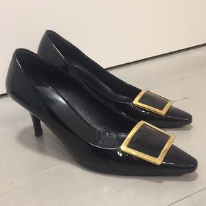 Prada Black Patent Leather Heels, sz 8 1/2 - 38.5